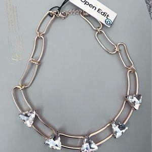 NWT Open Edit Gold Bold Stone open link collar necklace